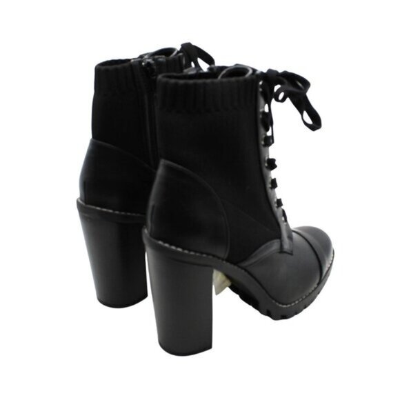 BCBGENERATION Womens Black Stretch Cushioned Lug Sole Lace Pilas Cap Booties - Picture 4 of 9